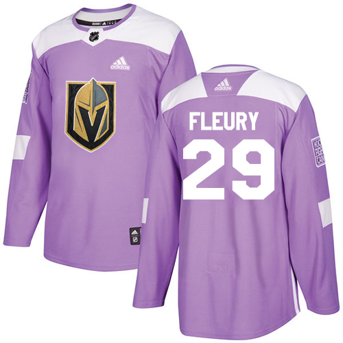Adidas Golden Knights #29 Marc-Andre Fleury Purple Authentic Fights Cancer Stitched Youth NHL Jersey